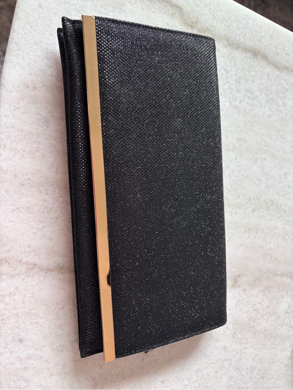 Francesca's Collections Black Clutch with Gold Trim